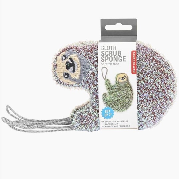 Adorable SLOTH Dishwashing Scratch Free Sponges Set of 3 Brand new in Packaging - Picture 10 of 10